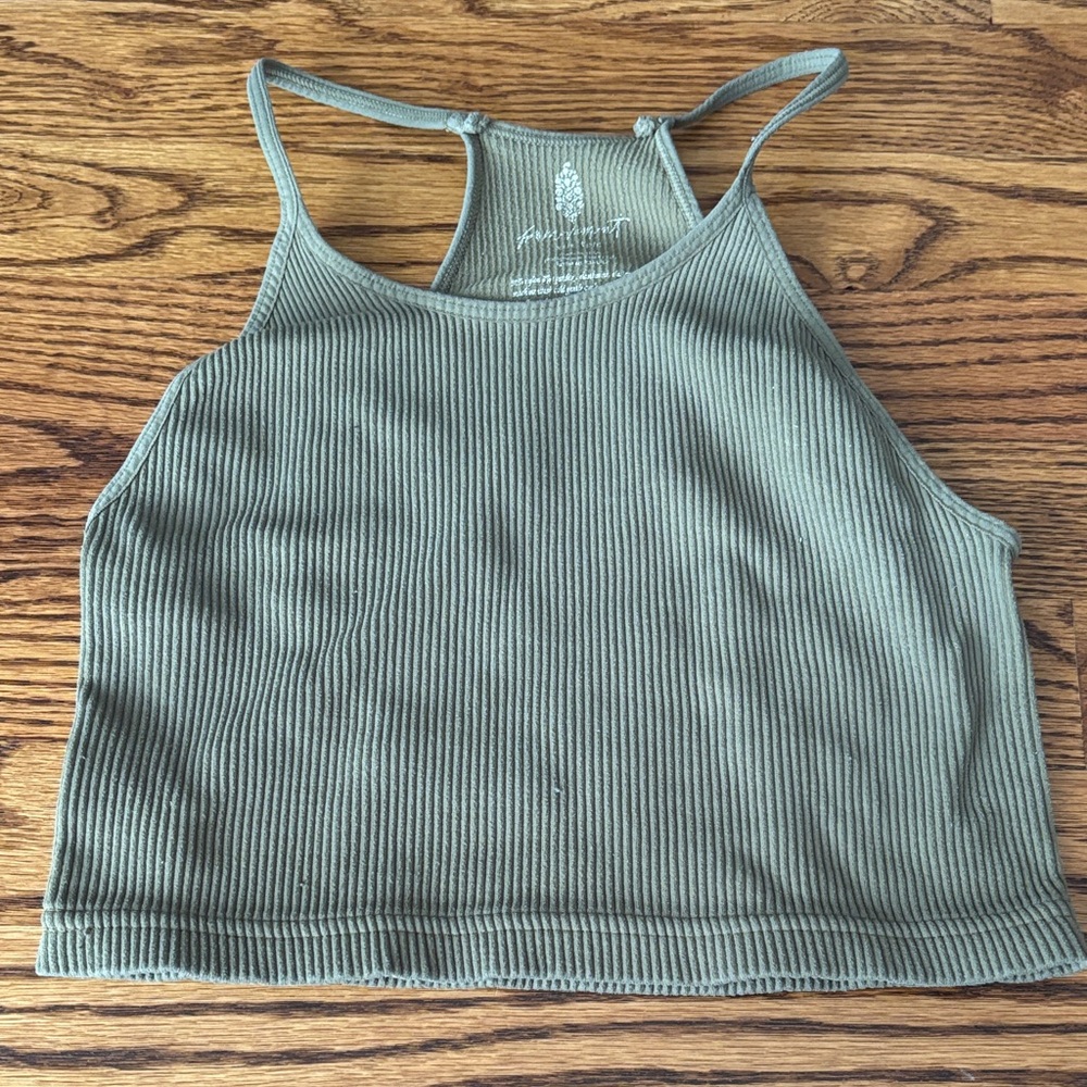 Sage Green Ribbed Crop Top